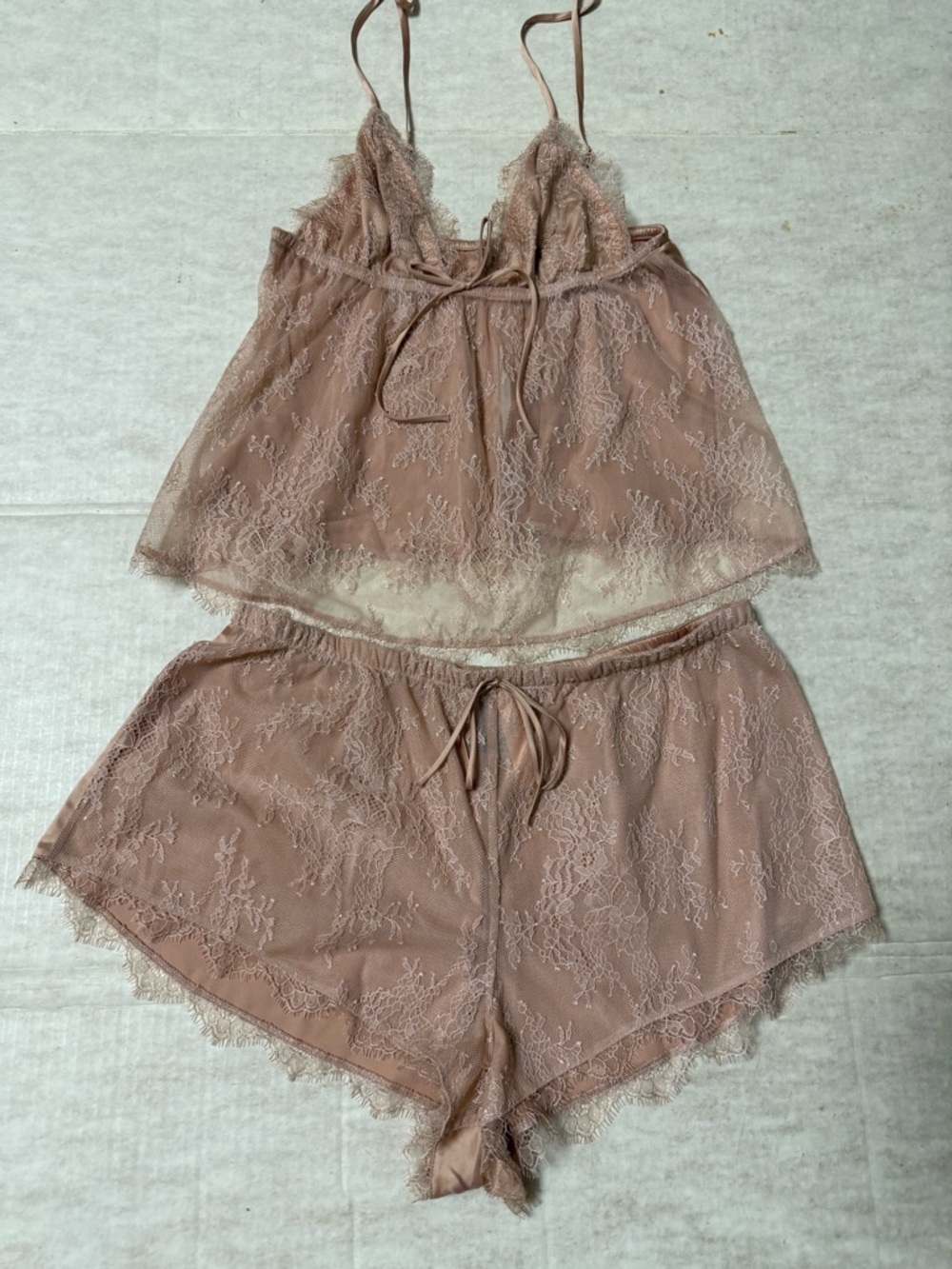 Victoria's Secret Lace Cami & Shorts Set - Beige